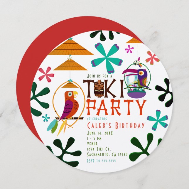 Invitaciones Vintage Luau Fiesta de Cumpleaños de  (Anverso / Reverso)