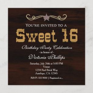 Invitaciones Western Star Country Cumpleaños Dulce
