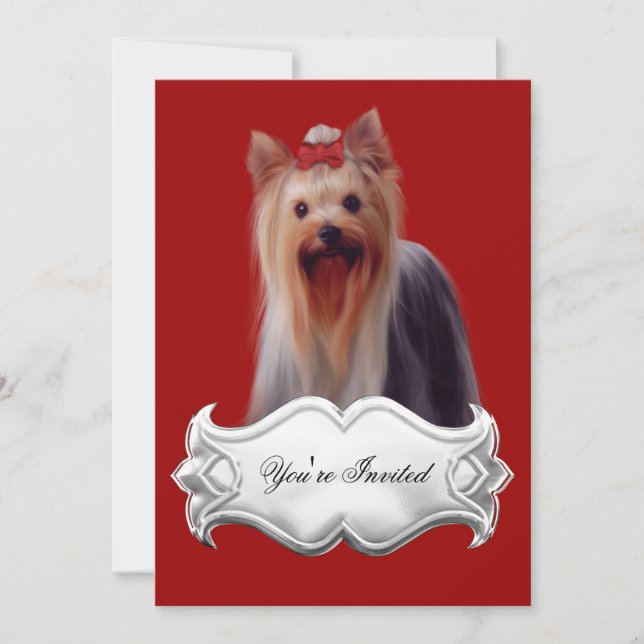 Invitaciones Yorkshire terrier Cachorros Perros Ro (Anverso)