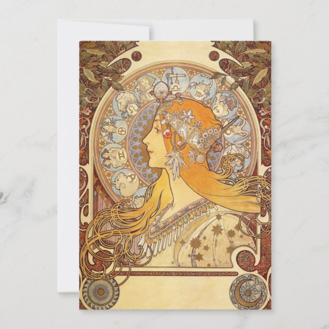 Invitaciones Zodiac de Art Nouveau Alphonse Mucha (Anverso)