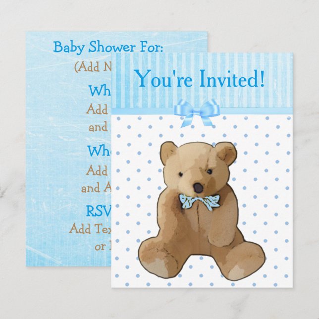 Invitado, Teddy Bear Baby Shower Invitaciones (Anverso / Reverso)