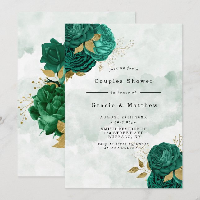 Invitan a duchas de las parejas de oro de la Peony (Anverso / Reverso)