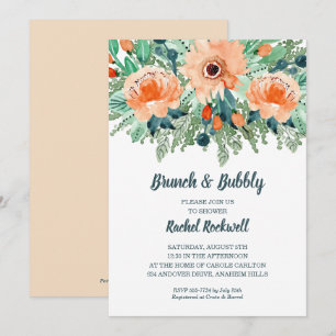 Invitan a la ducha de novia floral Verde azulada P