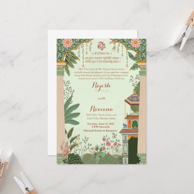 Invitar A Mughal El Boda De Invitación (Anverso/Reverso In Situ)
