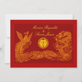 Invitati de la doble felicidad china RSVP boda roj