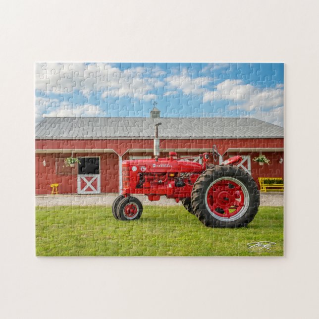 Iowa Red Tractor + Puzzle Estable para Caballos (Horizontal)