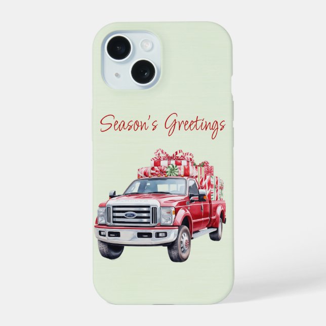 iPhone 15 ChristmasModern Red Truck Funda (Reverso )