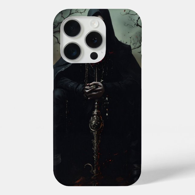 Iphone 15 Pro Funda con arte Metalizado de la muer (Reverso )