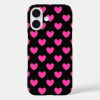 Corazones de polka rosa fucsia en iPhon, Funda neg