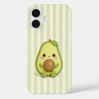 Cute Kawaii Aguacate en Funda de Teléfono de Rayas