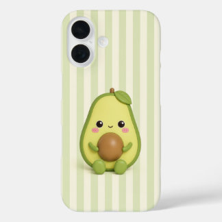 iPhone 16 Cute Kawaii Aguacate en Funda de Teléfono de Rayas