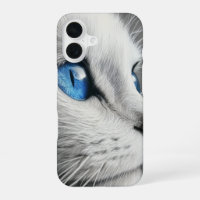 Elegante gato blanco con ojos azules - Funda para 
