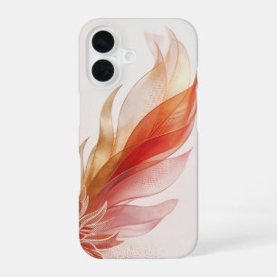 iPhone 16 Fénix Pluma Abstracta Rojo Dorado Funda para iPhon