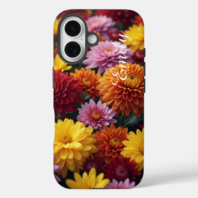 iPhone 16 Flores de Otoño Personalizadas – Funda Resistente  (Reverso )