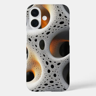iPhone 16 Funda abstracta de celosía blanca con brillo ámbar