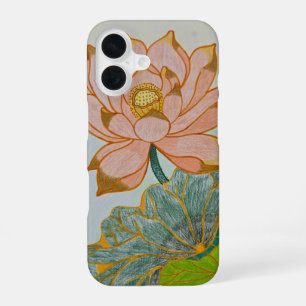 iPhone 16 Funda Artística de Flor de Loto Naranja para iPhon