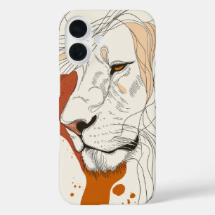 iPhone 16 Funda artístico de cabeza de león - Negrita y expr