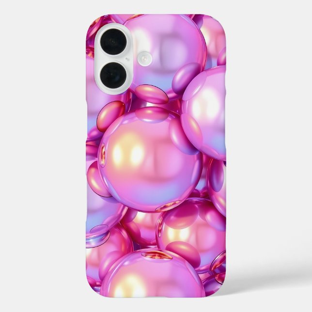 iPhone 16 Funda burbuja brillante 3D rosa iridiscente para i (Reverso )