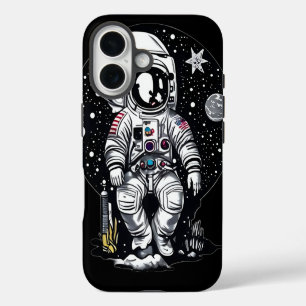 iPhone 16 Funda Case-Mate de astronauta espacial retro linól