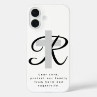 iPhone 16 funda con cruz religiosa y oración