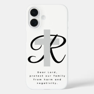 iPhone 16 funda con cruz religiosa y oración