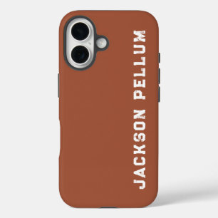 iPhone 16 Funda con nombre monograma marrón canela minimalis