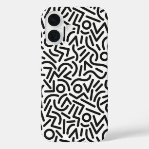 iPhone 16 Funda con patrón abstracto estilo graffiti Memphis