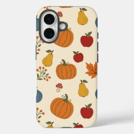 iPhone 16 Funda de Calabazas de Cosecha de Otoño Frutas Patr