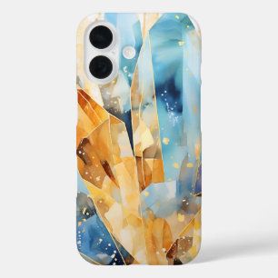 iPhone 16 Funda de diseño con cristales abstractos en tonos
