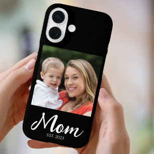 iPhone 16 Funda de foto con guión establecido de mamá negra 