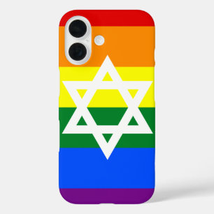iPhone 16 Funda de la bandera del orgullo judío gay gay
