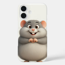 iPhone 16 Funda de ratón de manos y corazón
