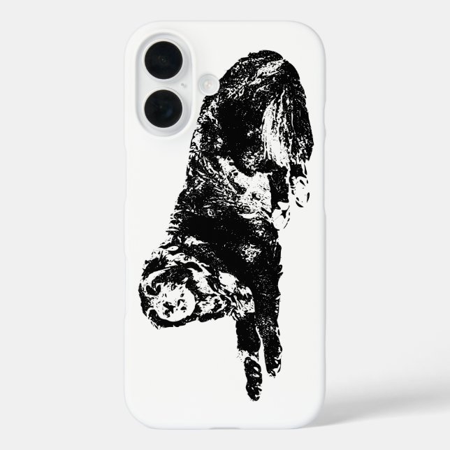 iPhone 16 Funda de silueta de perro de otoño con líneas limp (Reverso )
