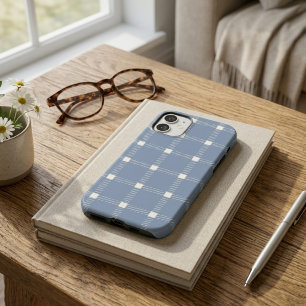 iPhone 16 Funda de teléfono a cuadros azul polvoriento Coast
