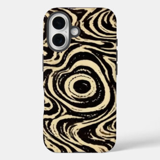 iPhone 16 Funda de teléfono abstracta negra y crema con remo