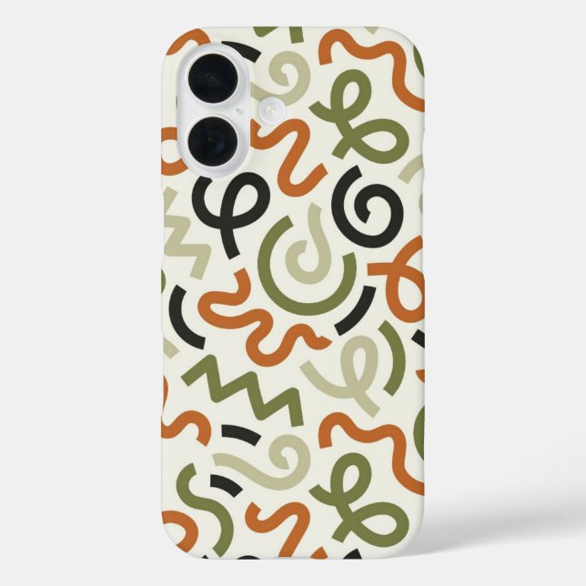 iPhone 16 Funda de teléfono abstracta ondulada de estilo mod (Reverso )
