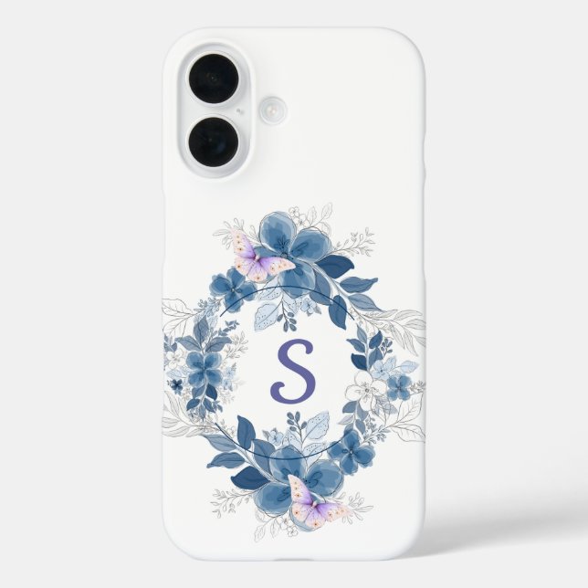 iPhone 16 Funda de teléfono botánica de mariposa floral (Reverso )