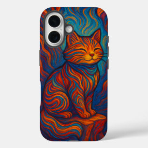 iPhone 16 Funda de teléfono con arte de gato colorido de Van