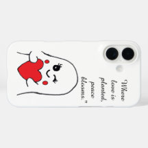 Funda de teléfono con cita de amor de jardín.