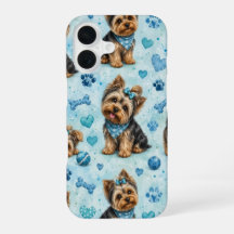 Funda de teléfono con corazón azul para perro Terr