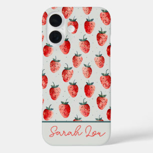iPhone 16 Funda de teléfono con diseño de fresa personalizad