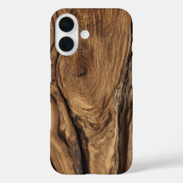 iPhone 16 Funda de teléfono con estampado de madera desgasta