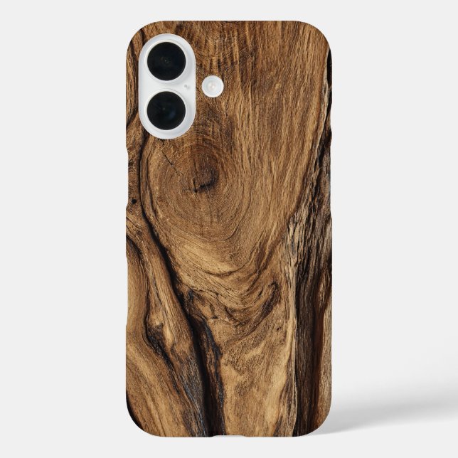 iPhone 16 Funda de teléfono con estampado de madera desgasta (Reverso )