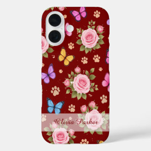 iPhone 16 Funda de teléfono con estampado floral de pata con