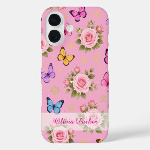 iPhone 16 Funda de teléfono con estampado floral de pata con