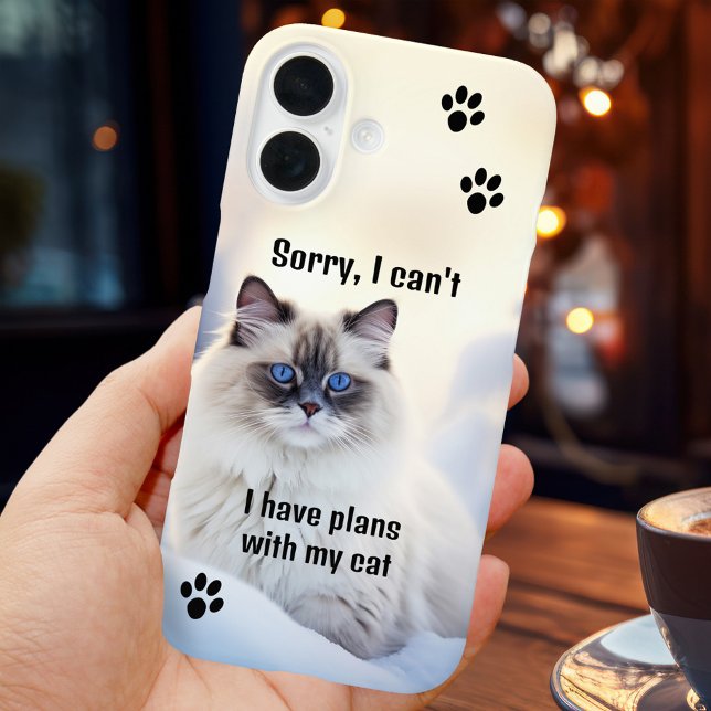 iPhone 16 Funda de teléfono con foto de gato divertida  (Cute funny cat personalized phone case - add your custom photo and texts)