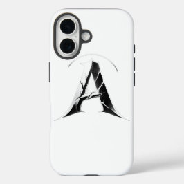 iPhone 16 Funda de teléfono con inicial A gótica agrietada -