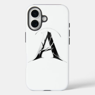 iPhone 16 Funda de teléfono con inicial A gótica agrietada -