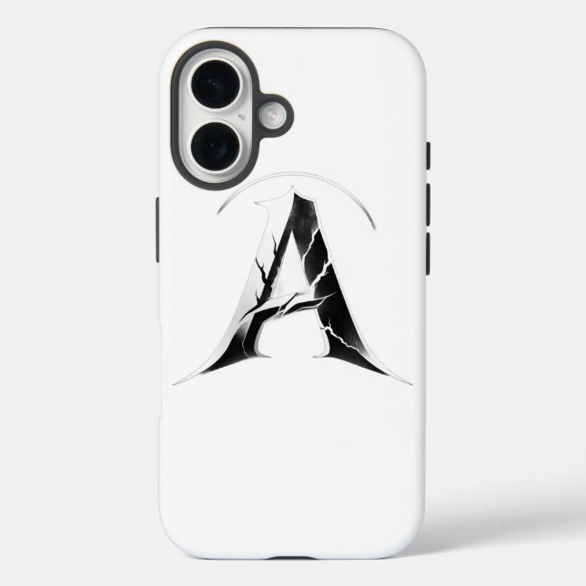 iPhone 16 Funda de teléfono con inicial A gótica agrietada - (Reverso )
