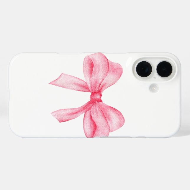 iPhone 16 funda de teléfono con lazo rosa (Reverso (Horizontal))